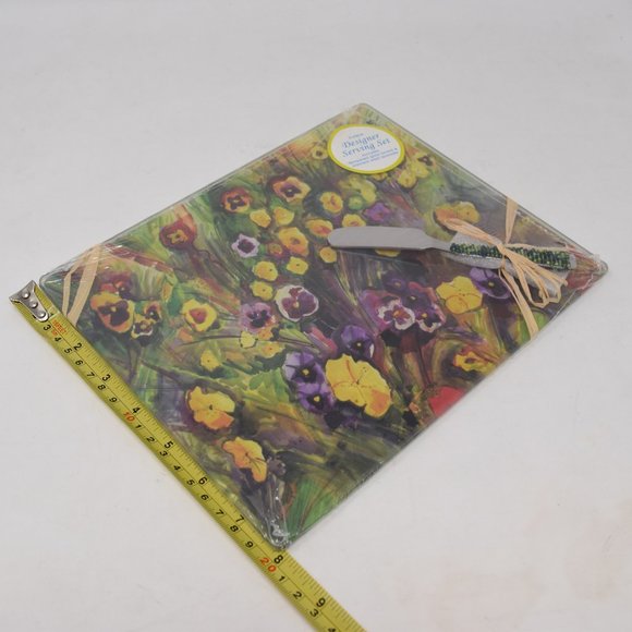 LSARTS 2 Piece Designer Serving Set Pansies New - Picture 9 of 11